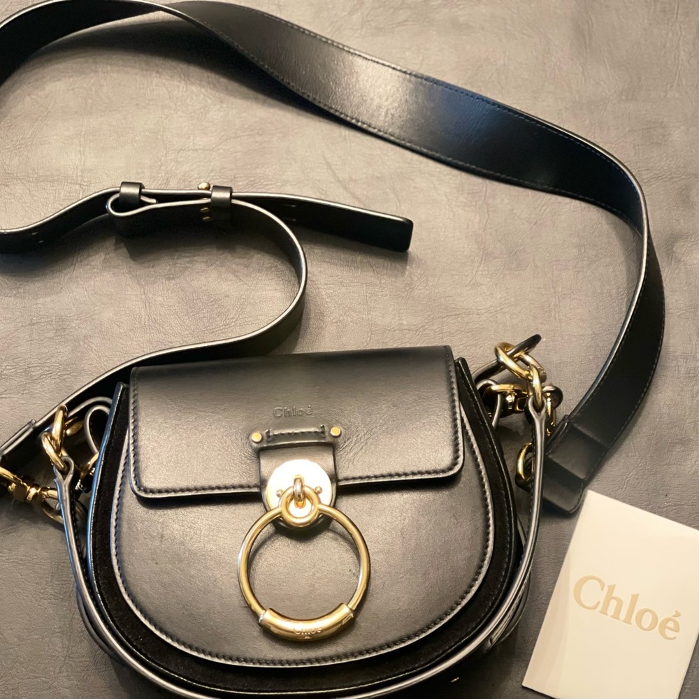 Chloe Tess Black Leather Crossbody Bag Small
